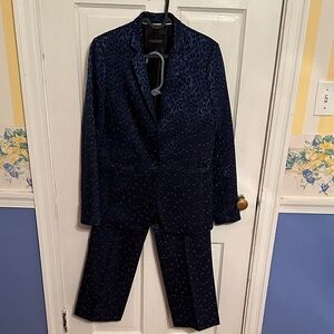 Banana Republic Dark Blue Cheetah Patterned Suit